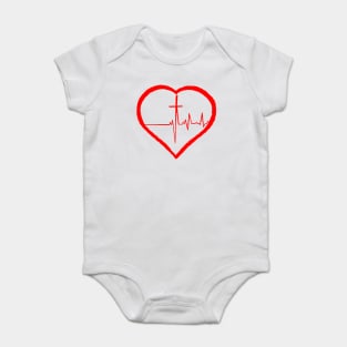 Christianity, Heartbeat icon, cross, heart & prayer Baby Bodysuit